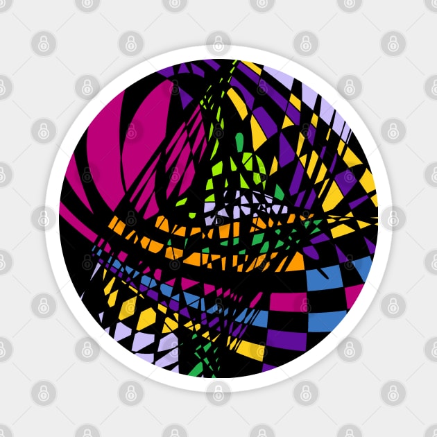 Algorithmic Art Pendulum | Harmonic Motion Pattern Checkered Neon Pink Yellow Purple Black Magnet by aRtVerse